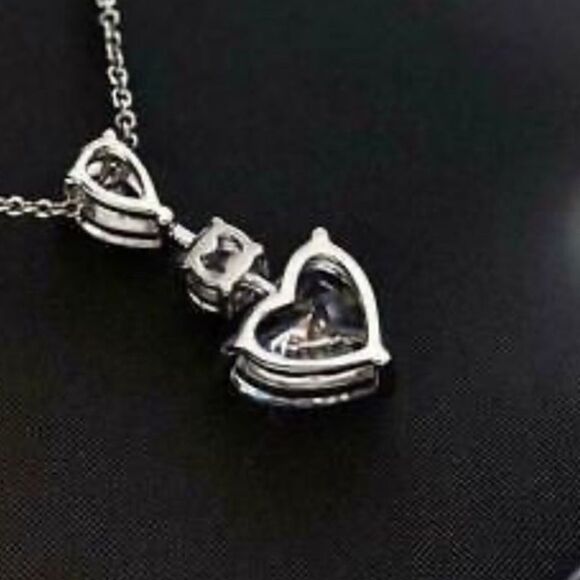 The 2 ct Heart Cut Pendant 14K White Gold Finish in 925 - Picture 4 of 6